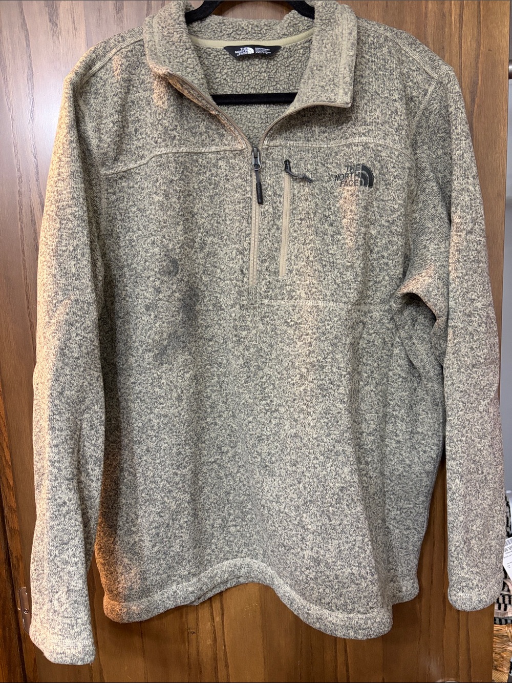 The North Face Men’s Heathered Tan Zip Pullover Fleece